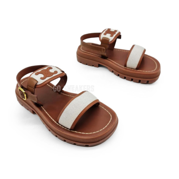 Женские босоножки Céline Sandals Leather Brown/White