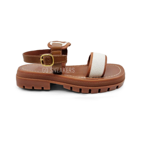 Женские босоножки Céline Sandals Leather Brown/White