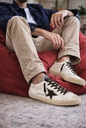 Golden Goose Super-Star Men's Black Croc-Print Star