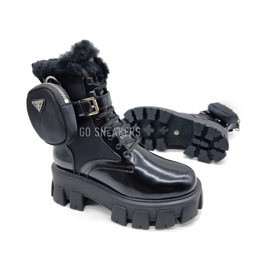 Prada patent leather combat boots store