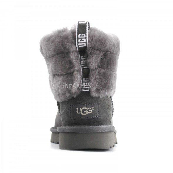 Женские мини угги Fluff Mini Quilted Logo Boot Grey