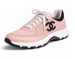 Chanel Metiers D'art Laminated and Suede Calfskin Sneakers Coral