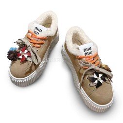 Miu Miu Winter Sneakers Platform Suede Sand