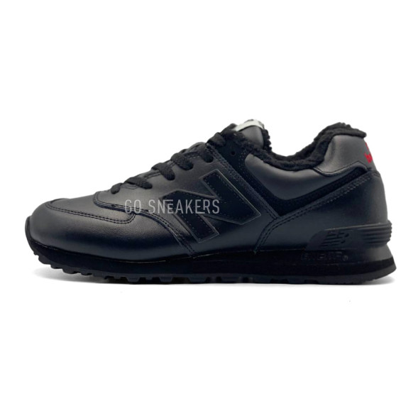 Мужские зимние кроссовки New Balance 574 Full Black Leather Winter