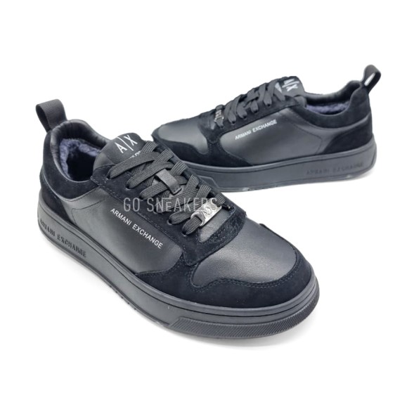 Мужские зимние кроссовки Armani Winter Leather Suede Black